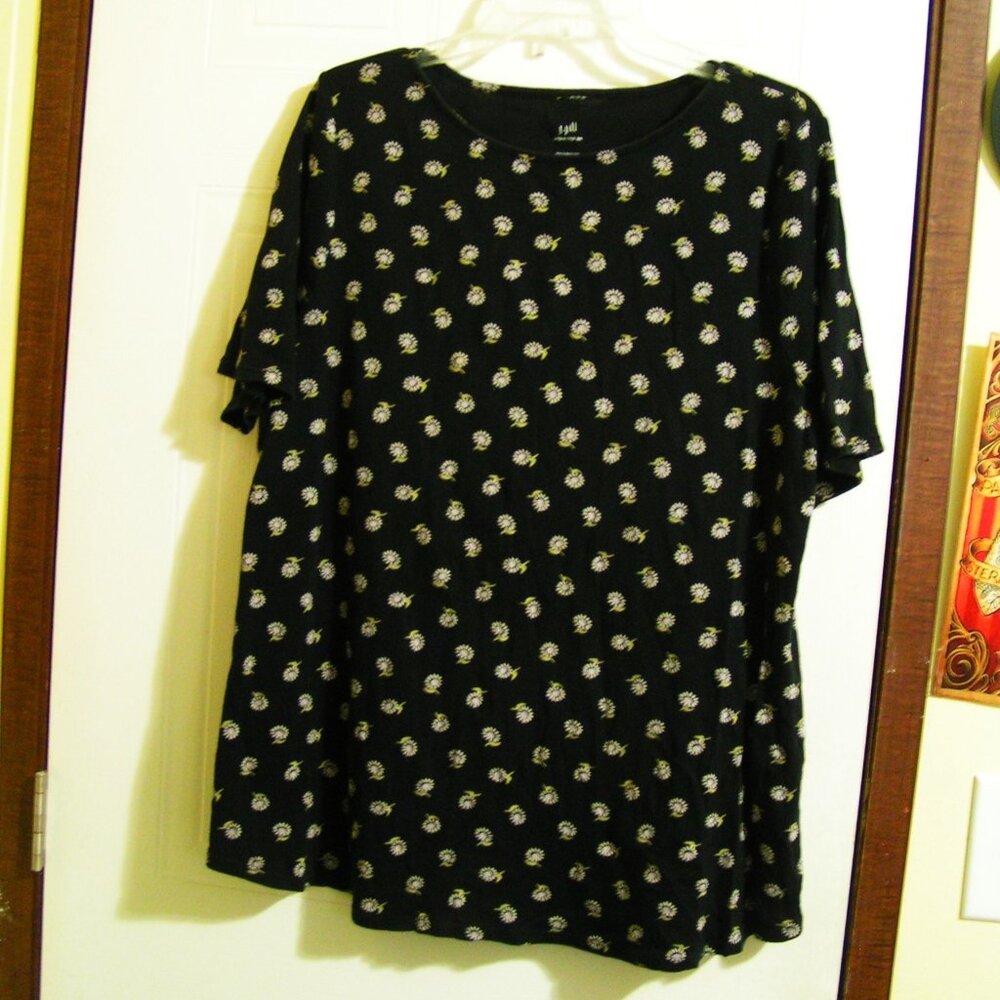NAVY FORAL PRINT JERSEY TOP XL